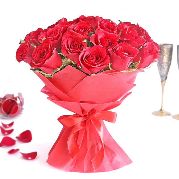 30 Red Roses Hand Bouquet - Carnations Florist Malaysia