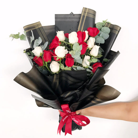 Classy Black Bouquet - Carnations Florist Malaysia