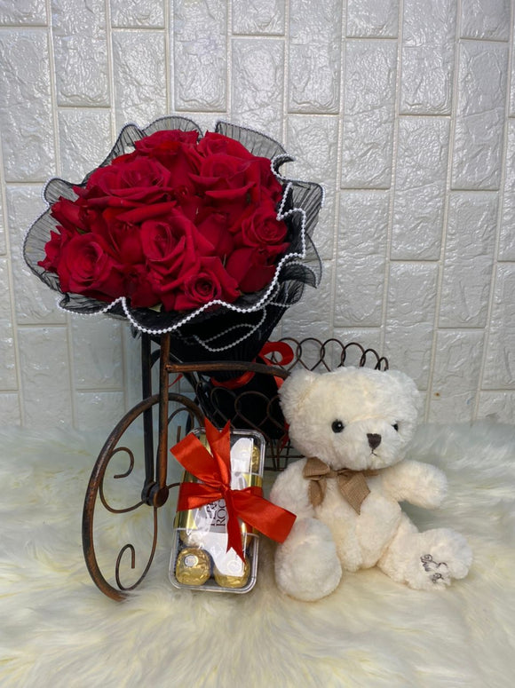 For Her (24 Red Roses, with Teddy and Chocolates)
