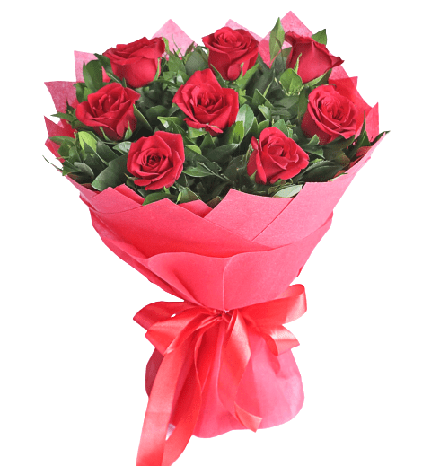 8 Roses Hand Bouquet - Carnations Florist Malaysia