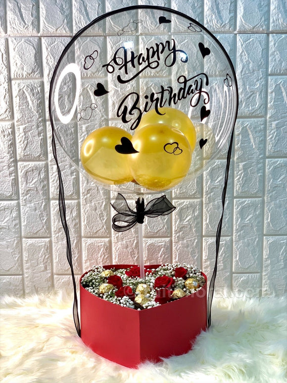 Birthday Balloon with Roses and Choc - Carnations Florist Malaysia