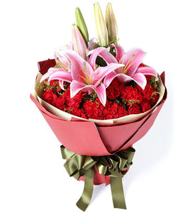 Lilies and Carnations Hand Bouquet - Carnations Florist Malaysia
