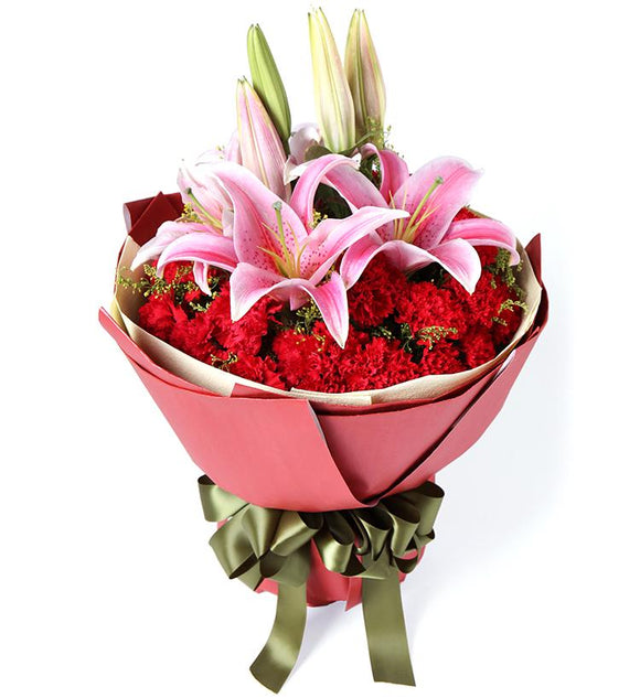 Lilies and Carnations Hand Bouquet - Carnations Florist Malaysia