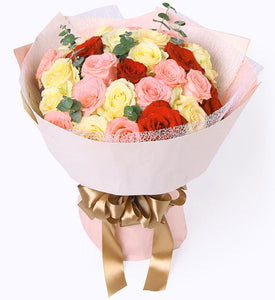 Mix Roses Hand Bouquet - Carnations Florist Malaysia