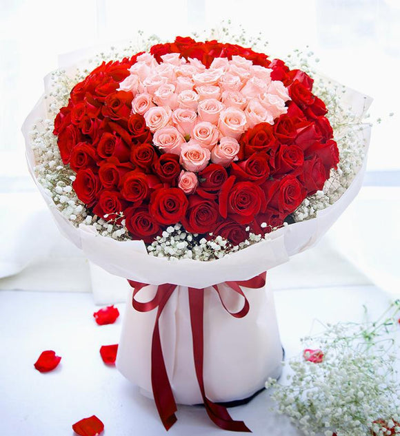 Pink and Red Love Bouquet - Carnations Florist Malaysia