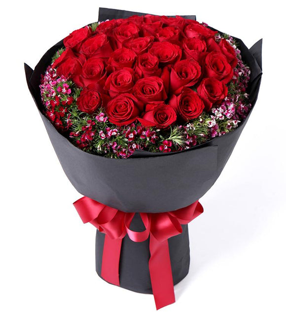 50 Red Roses Bouquet - Carnations Florist Malaysia